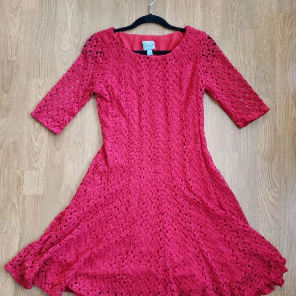 Red lace 3/4 sleeve dress size 8